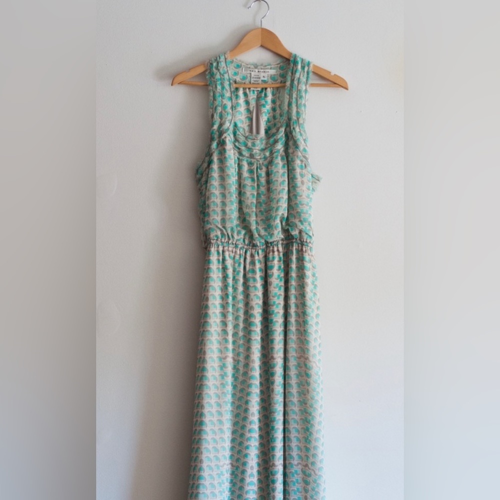 Max Studio Mint Green Printed Sleeveless Maxi Dress